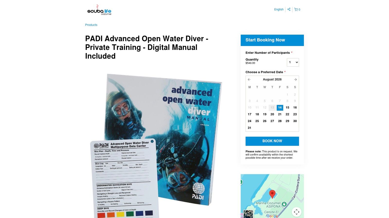 PADI Advanced Open Water Private Training Digital Manual Included